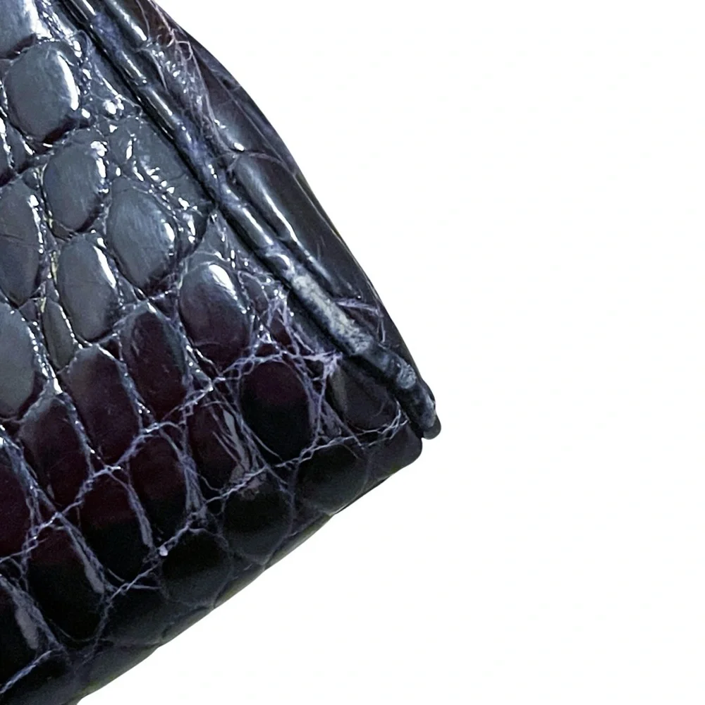 Judith Leiber Midnight Blue Alligator Clutch W/Silver Tone‎ & Lapis Stone Frame